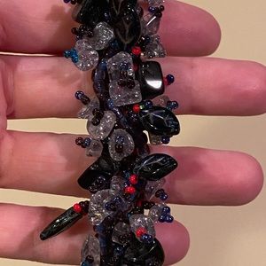 New handmade beaded bracelet navy with red